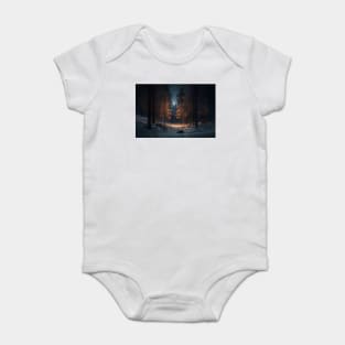 Winter Wonderland: A Snow-Covered Forest Under the Moonlight Baby Bodysuit